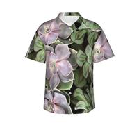 BLWSLC Camicia hawaiana da uomo con stampa botanica tropicale succulenta casual camicia a maniche corte adatta per vacanze al mare, Nero , XXL
