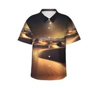 BLWSLC Camicia hawaiana da uomo con stampa del deserto del Sahara, perfetta per feste in spiaggia e vacanze, look casual, Nero, 3XL