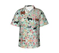 BLWSLC Camicia hawaiana da uomo con stampa di animali della fattoria, perfetta per feste in spiaggia e vacanze look casual, Nero , XXL