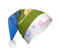 BLWSLC Campo da golf stampato luminoso cappello da festa LED Natale divertente cappello puntelli per feste di Natale adatto per adulti e bambini