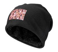 BLWSLC Cappello a pelo lungo con stampa di cane Chiwawas nero rosa cappello lavorato a maglia elasticizzato adatto per escursioni e alpinismo, Nero , Taglia unica
