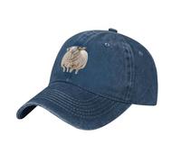 BLWSLC Cappello da baseball con pecora riccia nera stampata - Cappello da sole in denim con tesa curva, adatto per sport all'aria aperta e viaggi, blu navy, L