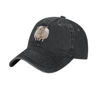 BLWSLC Cappello da baseball con pecora riccia nera stampata - Cappello da sole in denim con tesa curva, adatto per sport all'aria aperta e viaggi, Nero , L
