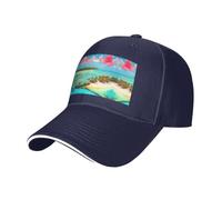 BLWSLC Cappello da baseball con tesa nera, regolabile, unisex, per esterni | Berretto da baseball con motivo paesaggi caraibici con fascia antisudore e fori di ventilazione, quattro stagioni all'aperto