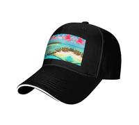 BLWSLC Cappello da baseball con tesa nera, regolabile, unisex, per esterni | Berretto da baseball con motivo paesaggi caraibici con fascia antisudore e fori di ventilazione, quattro stagioni all'aperto