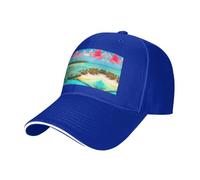 BLWSLC Cappello da baseball con tesa nera, regolabile, unisex, per esterni | Berretto da baseball con motivo paesaggi caraibici con fascia antisudore e fori di ventilazione, quattro stagioni all'aperto