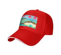 BLWSLC Cappello da baseball con tesa nera, regolabile, unisex, per esterni | Berretto da baseball con motivo paesaggi caraibici con fascia antisudore e fori di ventilazione, quattro stagioni all'aperto