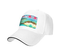 BLWSLC Cappello da baseball con tesa nera, regolabile, unisex, per esterni | Berretto da baseball con motivo paesaggi caraibici con fascia antisudore e fori di ventilazione, quattro stagioni all'aperto
