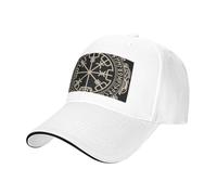 BLWSLC Cappello da baseball con tesa nera, regolabile, unisex, per esterni | Berretto da baseball con motivo a bussola con rune norrene dal design magico, con fascia per il sudore e fori di ventilazione