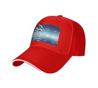 BLWSLC Cappello da baseball con tesa nera, regolabile, unisex, per esterni | Cappellino da baseball con motivo cielo blu e nuvole bianche con fascia per il sudore e fori di ventilazione