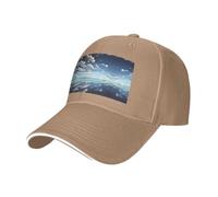 BLWSLC Cappello da baseball con tesa nera, regolabile, unisex, per esterni | Cappellino da baseball con motivo nuvole bianche sopra il mare con fascia antisudore e fori di ventilazione
