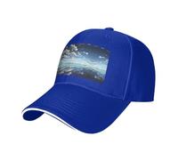 BLWSLC Cappello da baseball con tesa nera, regolabile, unisex, per esterni | Cappellino da baseball con motivo nuvole bianche sopra il mare con fascia antisudore e fori di ventilazione