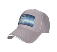 BLWSLC Cappello da baseball con tesa nera, regolabile, unisex, per esterni | Cappellino da baseball con motivo cielo blu e nuvole bianche con fascia per il sudore e fori di ventilazione