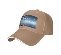 BLWSLC Cappello da baseball con tesa nera, regolabile, unisex, per esterni | Cappellino da baseball con motivo cielo blu e nuvole bianche con fascia per il sudore e fori di ventilazione