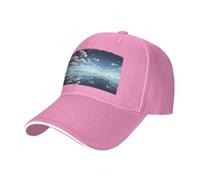 BLWSLC Cappello da baseball con tesa nera, regolabile, unisex, per esterni | Cappellino da baseball con motivo nuvole bianche sopra il mare con fascia antisudore e fori di ventilazione