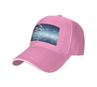 BLWSLC Cappello da baseball con tesa nera, regolabile, unisex, per esterni | Cappellino da baseball con motivo cielo blu e nuvole bianche con fascia per il sudore e fori di ventilazione