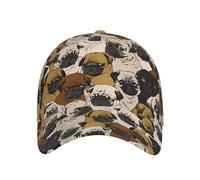 BLWSLC Cappello da baseball con visiera curva Imagen De Pug stampato per adulti adatto per fitness e viaggi, nero