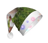 BLWSLC Cappello da festa con stampa di maiale impertinente con luci LED, cappello divertente di Natale, adatto per adulti e bambini