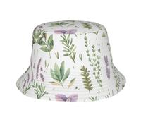 BLWSLC Cappello da pescatore da esterno con fiori verdi, erbe, foglie e rami di salvia, per adulti, adatto per escursionismo, pesca e fitness