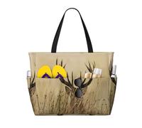 BLWSLC Cervo dalla coda bianca Borsa da spiaggia stampata borsa da piscina pieghevole leggera adatta per viaggi e uso in palestra