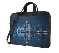 BLWSLC Chicago Reflected Patterned borsa per laptop con tracolla, adatta per viaggi d'affari, Nero , 15.6 inch