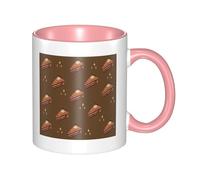 BLWSLC Chocolate Squares Cake Tazza in ceramica rosa con manico curvo, adatta per l'ufficio e bere tutti i giorni.