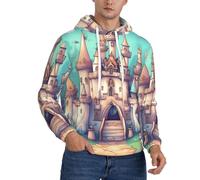 BLWSLC Classical Castle - Felpa con cappuccio da uomo a maniche lunghe, calda con tasca a marsupio, adatta per abbigliamento da casa., Nero, L