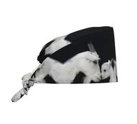 BLWSLC Cuffia da lavoro a forma di pecora con coulisse e fascia tergisudore integrata, può essere utilizzata come cuffia da doccia e cuffia da cuoco. Nero