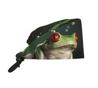 BLWSLC Cuffia da lavoro con coulisse con motivo rana e pioggia, con fascia tergisudore integrata, utilizzabile come cuffia da doccia e cuffia da cuoco, colore: nero