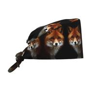 BLWSLC Cuffia da lavoro con coulisse e fascia tergisudore integrata, motivo volpe, utilizzabile come cuffia da doccia e da chef, colore: nero