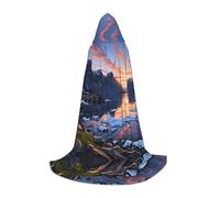 BLWSLC Dawn on the Fjord - Mantello lungo con cappuccio, per feste in maschera, cosplay e feste in maschera