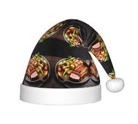 BLWSLC Deliziosa carne alla griglia Cappelli di Natale stampati per bambini, cappelli decorativi adatti per Natale, feste di Capodanno, ecc.