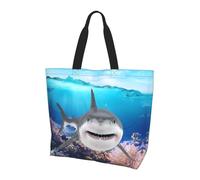 BLWSLC Divertente borsa a tracolla con motivo delfino che guarda te, borsone da viaggio per lo shopping, la spiaggia e il fitness, Tema oceano pesce, Taglia unica