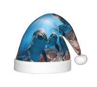 BLWSLC Divertente delfino che ti guarda cappelli di Natale stampati per bambini, cappelli decorativi adatti per Natale, feste di Capodanno, ecc.