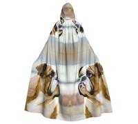 BLWSLC Divertente mantello con cappuccio stampato con cane inglese, lungo mantello decorativo, adatto per cosplay, spettacoli teatrali o feste di festa.