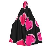 BLWSLC Due cuori rosa stampato partito con cappuccio mantello adulto vacanza con cappuccio mantello adatto per spettacoli e feste