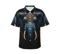 BLWSLC Eerie Elephant - Camicia hawaiana da uomo a maniche corte, perfetta per vacanze al mare e feste quest'estate, Nero, S-4XL