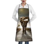 BLWSLC Elephant Un grembiule da cucina con tasche perfetto per cucinare grigliate e giardinaggio