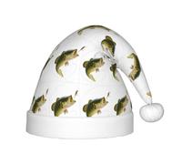 BLWSLC Esca con lenza da pesca che mangia pesciolini stampati cappello di Natale per bambini cappello di Natale festivo adatto per feste di vacanza e abbigliamento invernale all'aperto
