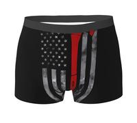BLWSLC Firefighter Axe Red Line Flag Patterned boxer da uomo, pantaloncini elasticizzati, adatti per la maggior parte degli uomini, Nero , L