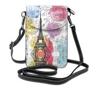 BLWSLC French Paris Tour Eiffel Tower Stampato piccolo cellulare portafoglio donna borsa a tracolla staccabile adatta per shopping e viaggi