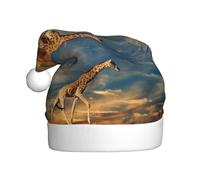 BLWSLC Giraffe Animals Of Africa Cappelli di Babbo Natale stampati, cappelli decorativi, adatti per feste di Natale e Capodanno, spettacoli teatrali
