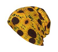 BLWSLC Girasoli gialli adulti cappelli lavorati a maglia stampati cappelli adatti per autunno e inverno abbigliamento sci escursionismo