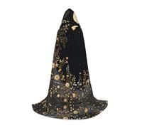 BLWSLC Golden Moon stampato lungo piccolo mantello con cappuccio per feste di festa, cosplay e feste in maschera