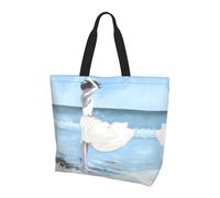 BLWSLC Grizzly Bear - Borsa da viaggio con stampa di grande capacità, adatta per viaggi e palestra, ragazza su una spiaggia ventosa, Taglia unica