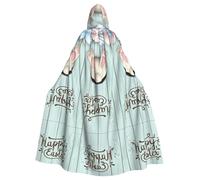 BLWSLC Happy Easter Eggs Bunny Tail Stampato Halloween Capo con Cappuccio Adulto Stage Costume Mantello con Cappuccio Senza Cerniera Adatto per Masquerade Cosplay