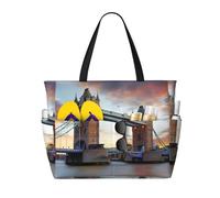 BLWSLC Historic Old Tower Bridge London Borsa da spiaggia stampata leggera pieghevole borsa da piscina adatta per viaggi e uso in palestra