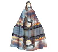 BLWSLC Historic Old Tower Bridge London - Mantello con cappuccio stampato, lungo mantello decorativo, adatto per cosplay, spettacoli teatrali o feste di festa.