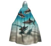 BLWSLC Il mantello con cappuccio con motivo pesce nel mare profondo è perfetto per Halloween, carnevale, feste a tema e anche come costume da vampiro.