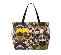 BLWSLC Imagen De Pug Borsa da spiaggia stampata leggera pieghevole borsa da piscina adatta per viaggi e palestra